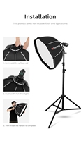 TRIOPO KS65 65cm Pliable 8 Pôles Octogone pour Softbox Poignée en tissu doux Grille en nid d'abeille Nylon Boîte en métal pour appareil photo Flash Light