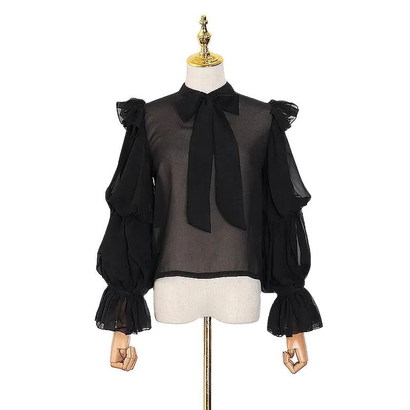 Top Shirt Vrouwen Groothandel Kleding Streetwear Black Sexy Custom Blouse