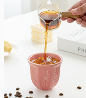 Service à thé en porcelaine fine chinoise avec poignée, écologique, sans BPA, compatible lave-vaisselle, 200 ml, motif floral arabe en relief, style tulipe, pour usage professionnel