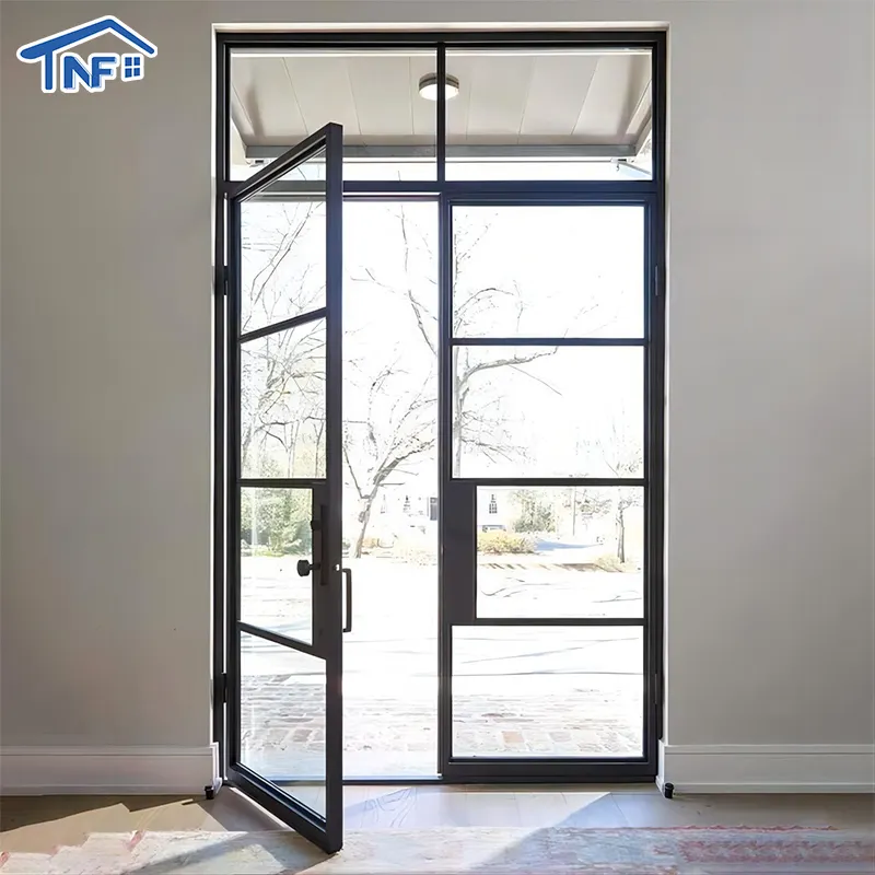 Amerikan tarzı konut balkon çelik demir kapı tasarımı ferforje ön kapı tasarım cam kapi