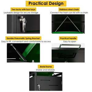 Multi-Functional Outdoor <strong>Trash</strong> Can Holder with Lid &amp; Door - Easy Assembly Bins Organizer - Product Image 6