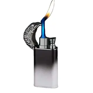 Kreativität geprägt Adler Doppel feuer benutzer definierte Logo Feuerzeug Nachfüllen Metall Butan Double Flame Zigaretten anzünder