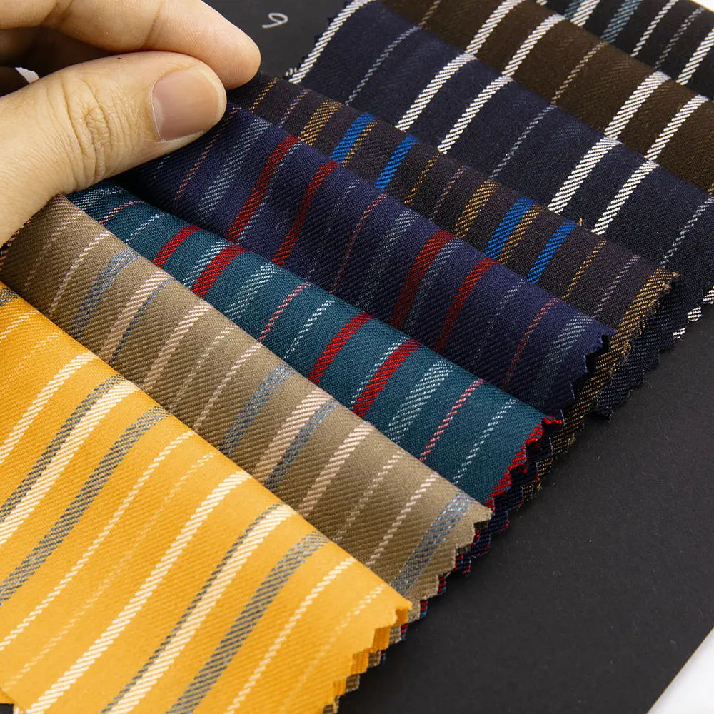 Tejido suave de la superficie tr spandex multi color a rayas de tela de la camisa