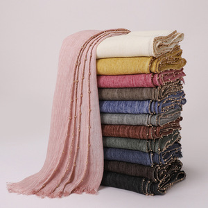 Nuova Sciarpa Sottile da Donna in Cotone e Poliestere Color Bronzo con Catena e Motivo a Pois, Sciarpe Femminili alla Moda - Product Image 1