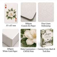 Cartes à Jouer Personnalisées pour Mariage, Style Portrait Aquarelle Magnolia de Louisiane, Jeu de Cartes en Papier, Service Tout-en-un