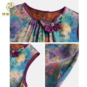 Primavera y verano moda urbana mujer Casual estilo Pastoral estampado pulóver sin mangas bolsillo lateral vestido - Product Image 5