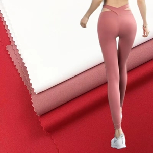 4 vías estiramiento alto elástico doble cara semi-opaco sensación desnuda spandex26 % nylon74 % tela para leggings yoga ropa deportiva traje de baño - Product Image 1