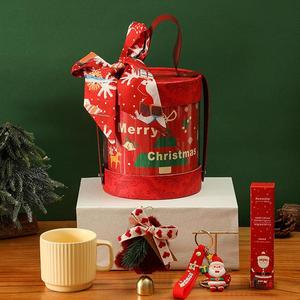 Vriendelijke op maat gemaakte kerstthema luxe ronde doos van EVA-leer, kerst- en nieuwjaarscadeauset - Product Image 6