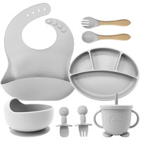 Coffret Cadeau Personnalisé Sans BPA Non Toxique, Vaisselle pour Enfants et Bébés, Bavette, Assiette, Bol, Cuillère en Silicone