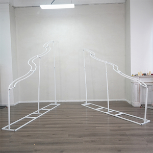 New Arrival Modern Romantic New Design Wave Style Iron Arch Stand S Shape Wedding Metal Backdrop with Drapery - Product Image 1