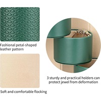 Boîte à bijoux de voyage cylindrique moderne en gros, pratique, multicouche, détachable, en velours PU, avec fermeture à boucle, multifonctionnelle, petite