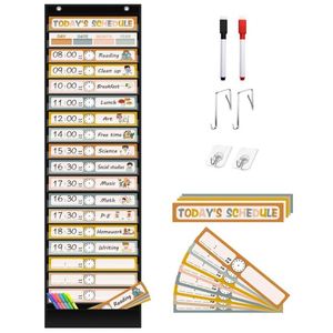 Tarjetas Visuales de Horario Diario Boho de 19 Bolsillos, Organizador de Horarios Educativo para Niños, Material Escolar y de Oficina - Product Image 1