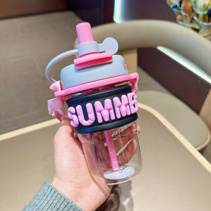 แก้วน้ำแบบมีหลอดดูดสไตล์เกาหลีปี 2025 แบบแยกส่วนชงชาได้ สองชั้น สายสะพายปรับได้ ป้องกันการรั่วซึม พกพาสะดวก สำหรับ<span class=keywords><strong>เด็ก</strong></span> 500 มล. - Product Image 5