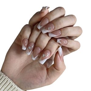 10 pièces de faux ongles en forme de cercueil français, faits à la main, taille moyenne, été 2024, nouveaux, simples, pour femmes, articles à la mode, vente en gros - Product Image 3