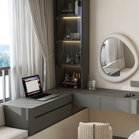 Vente en gros d'usine, nouvelle armoire de chambre à coucher en bois gris de luxe, meubles de maison, appartement, miroir intelligent, coiffeuse