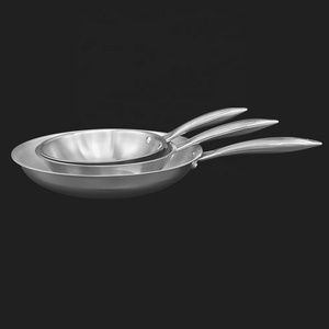 Utensilios de cocina profesionales Leegin, sartén de acero inoxidable de <span class=keywords><strong>3</strong></span> capas, sartén para freír pulida - Product Image 4