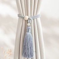En stock : Attaches de rideaux réglables, modernes et minimalistes, avec pompons, boucles de rangement pour rideaux transparents, sans perçage