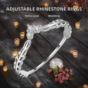 Anillos de Compromiso Vintage Ajustables con Baño de Rodio para Mujeres y Hombres, Accesorios de Boda para Parejas - Product Image 2