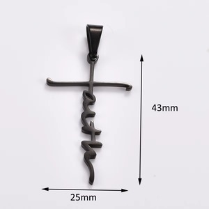Creative Stainless Steel Letter <b>Cross</b> <b>Pendant</b> Necklace for Women <b>Men</b> Religious Prayer Charms Chain Faith Metal Church Jewelry - Product Image 2