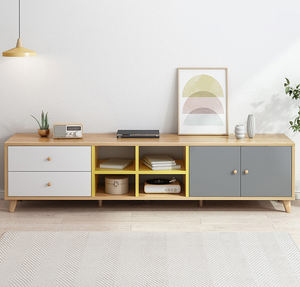 Présentoir <span class=keywords><strong>et</strong></span> rangement en bois de haute qualité, 2 tiroirs <span class=keywords><strong>et</strong></span> 2 portes, <span class=keywords><strong>meuble</strong></span> <span class=keywords><strong>TV</strong></span> avec pieds en bois pour meubles de salon - Product Image 3