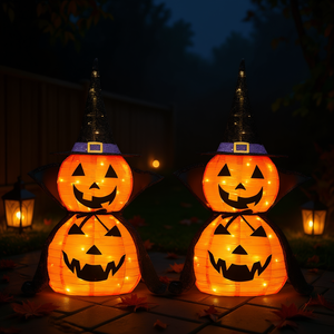 2 paquetes de 3 pies decoración de calabaza iluminada de Halloween 176 LED Pop-Up Jack-O-Lantern lámpara capa enchufe Interior Exterior jardín Patio fiesta - Product Image 2