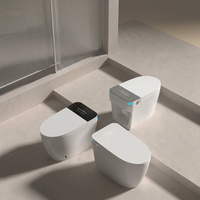Toilette intelligente, toilette connectée, bidet en céramique, chasse d'eau automatique, monobloc, à poser au sol, siège chauffant, télécommande, OEM/ODM