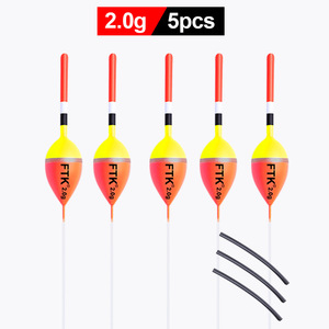 Ensemble de flotteurs de pêche <span class=keywords><strong>FTK</strong></span> 5 pièces en bois 2g 3g 4g 5g pour la pêche à la carpe, accessoires de pêche - Product Image 1