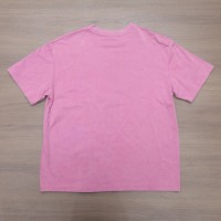 T-shirt rose surdimensionné à col rond et manches courtes pour homme avec impression sérigraphiée personnalisée, coupe décontractée en jersey de coton