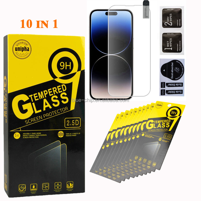 Factory Wholesale 10 in 1 HD Clear 2.5D Tempered Glass Phone Screen Protector for Iphone 17 16 15 Pro Max Clear Protective Film
