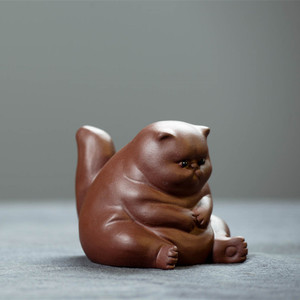 แมวเหมียวแกะสลักจากดินเผาอี้ซิง งานแฮนด์เมด ของตกแต่งบ้าน - Product Image 4