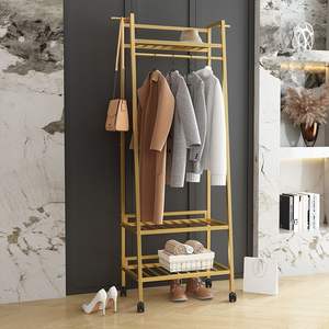 Perchas modernas simples <span class=keywords><strong>de</strong></span> doble poste <span class=keywords><strong>para</strong></span> dormitorio, <span class=keywords><strong>colgar</strong></span> <span class=keywords><strong>ropa</strong></span>, chaquetas, faldas, camisas, suéteres, percheros dorados - Product Image 2