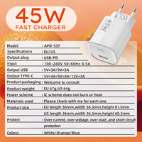Chargeur USB C PD 45W en gros d'usine, adaptateur secteur USB mural PD3.0 avec prise EU/US Type C pour iPhone 17 Pro Max 16 15 14