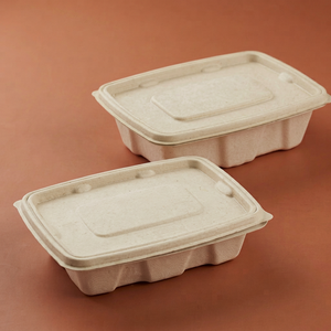 Conteneur rectangulaire en bagasse naturelle 750 ml, 100 % compostable, étanche et compatible micro-ondes, boîte d'emballage alimentaire jetable pour colis - Product Image 1