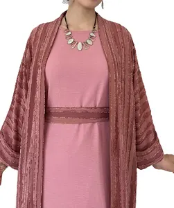 DLR092 Custom Elegant women abaya long sleeve SOLID color dubai Maxi robe modest cardigan islamic clothing middle east kimono