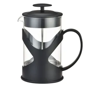 Easy Clean Food Grade Stainless Steel and Thickened Heat Resistant Glass French Press, Plastic French Press Coffee and Tea Maker