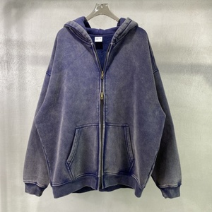 เสื้อฮู้ดดี้สตรีทแวร์ทรงโอเวอร์ไซส์ ผ้าฝ้าย 100% หนัก 400 กรัม ล้างสีแบบวินเทจ สไตล์ลำลอง พร้อมปักโลโก้ตามสั่ง สำหรับผู้ชาย - Product Image 4