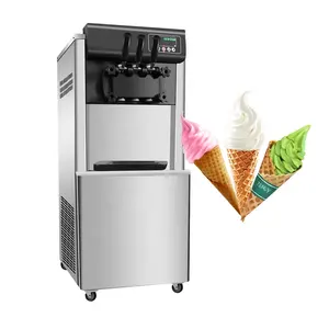 3头商用冰淇淋机冰激凌立式全自动摆摊甜筒软质台式小型雪糕机器