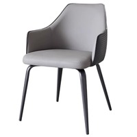 Chaise de salle à manger en cuir de luxe léger italien, chaise nordique moderne simple avec dossier, chaise de négociation pour hôtel, chaise de réception décontractée en métal