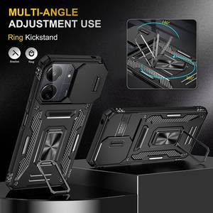 Funda para <span class=keywords><strong>Xiaomi</strong></span> <span class=keywords><strong>Redmi</strong></span> 13C 12 9A 9C A1 + / 12 Pro 11T Pro Slide Camera Ring Stand Armor Protección anticaída Kickstand Cover - Product Image 3