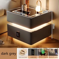 Table de chevet moderne à 2 tiroirs en bois massif avec lumière LED Table de chevet intelligente pour meubles de chambre à coucher Vente en gros pour appartements
