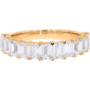 KEEVA JEWELS 2.20Ct Emerald Shape Prong Set Moissanite <b>Wedding</b> <b>Band</b> for Women Gold Plated Sterling <b>Silver</b> Handcrafted in the USA - Product Image 2