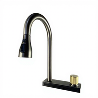 Robinet de cuisine en acier inoxydable à poignée unique, avec fonction de rotation, pour eau chaude et froide, à cascade