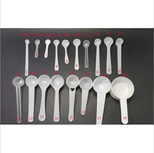 0.25ml 0.25g 1g 2g 3g 5g 10g 15g White Plastic Measuring Spoon Scoop For Milk Powder Tea Salt Round Flat Bottom Medicine