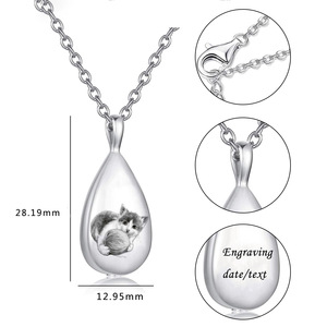 Wholesale Stainless Steel Remembrance Jewelry Custom Water Drop Pendant Cremation <b>Urn</b> Necklace for Pet Ashes - Product Image 5