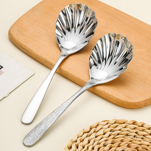 Cuchara para servir de acero inoxidable 304, con forma de concha y mango martillado, material de calidad alimentaria para uso en hoteles y restaurantes - Product Image 2