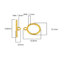 Fermoir OT torsadé en argent sterling S925 massif plaqué or 10 mm pour la fabrication de bijoux DIY (bracelets, colliers, perles)
