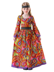 Costume de cosplay rétro années 60-70 pour femmes, thème hippie disco fleuri, paix et amour, pour fête de Purim, Halloween, <span class=keywords><strong>déguisement</strong></span> pour enfants - Product Image 2