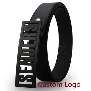 Genuine Cowhide Custom Belts With Logo Buckle Simple Fashion Letter Belt Buckle Custom Metal Buckles Custom Leather Belt For Men