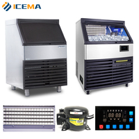 Machine à glaçons en cubes de petite taille ICEMA 128 kg/24 h avec moteur Emerson pour restaurants et cafés