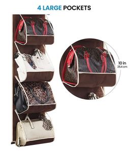 High Quality Foldable 8-Pocket Minimalist Fabric Wall-Mounted Hanging Handbag Clothing Organizer Wardrobe Storage <b>Polybag</b> - Product Image 6